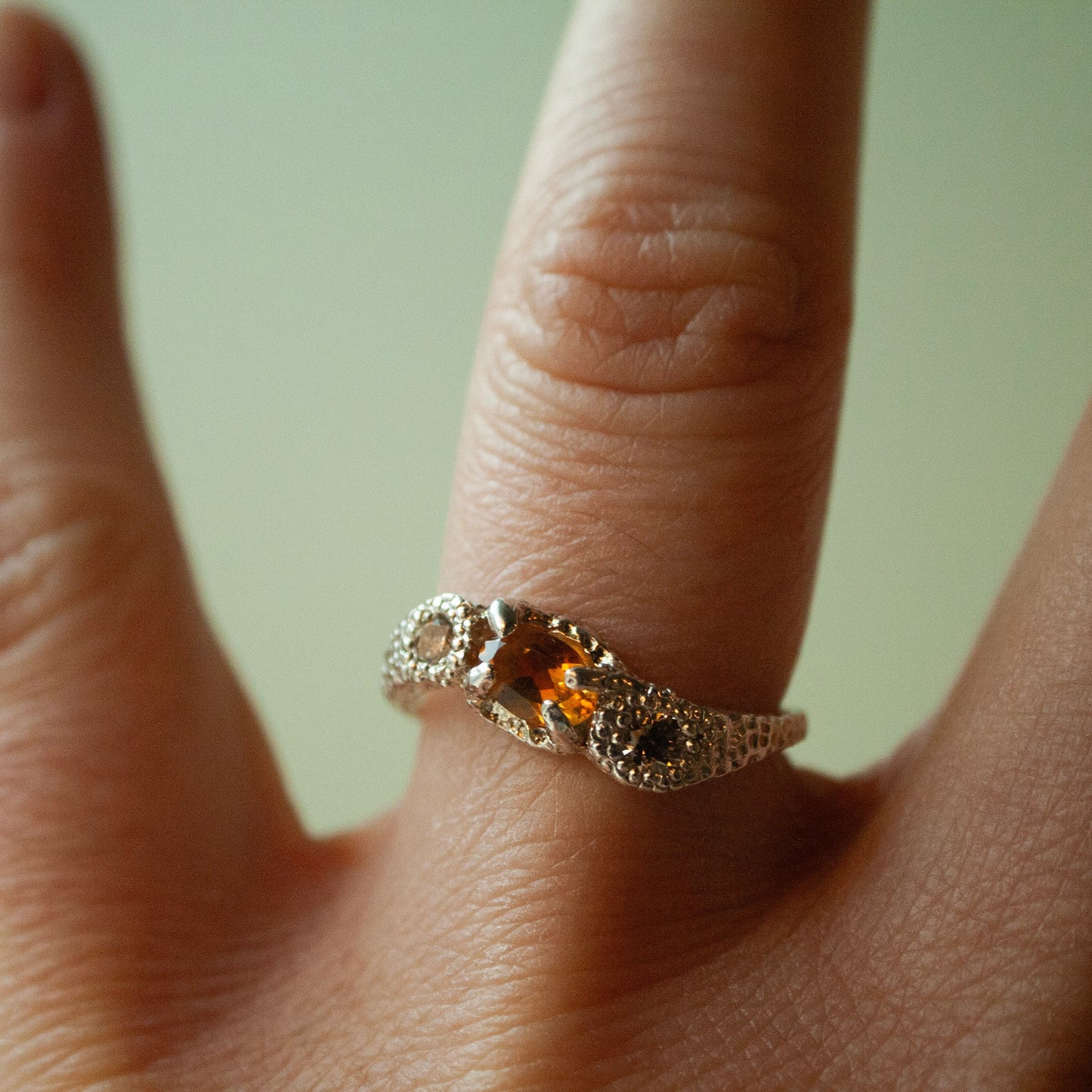 Hera Citrin Champagne Unika Ring (Str. 52) - Sterling Sølv