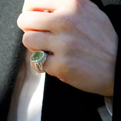 Gaia Beryl Unika Ring  (Str. 44) - Sterling Sølv