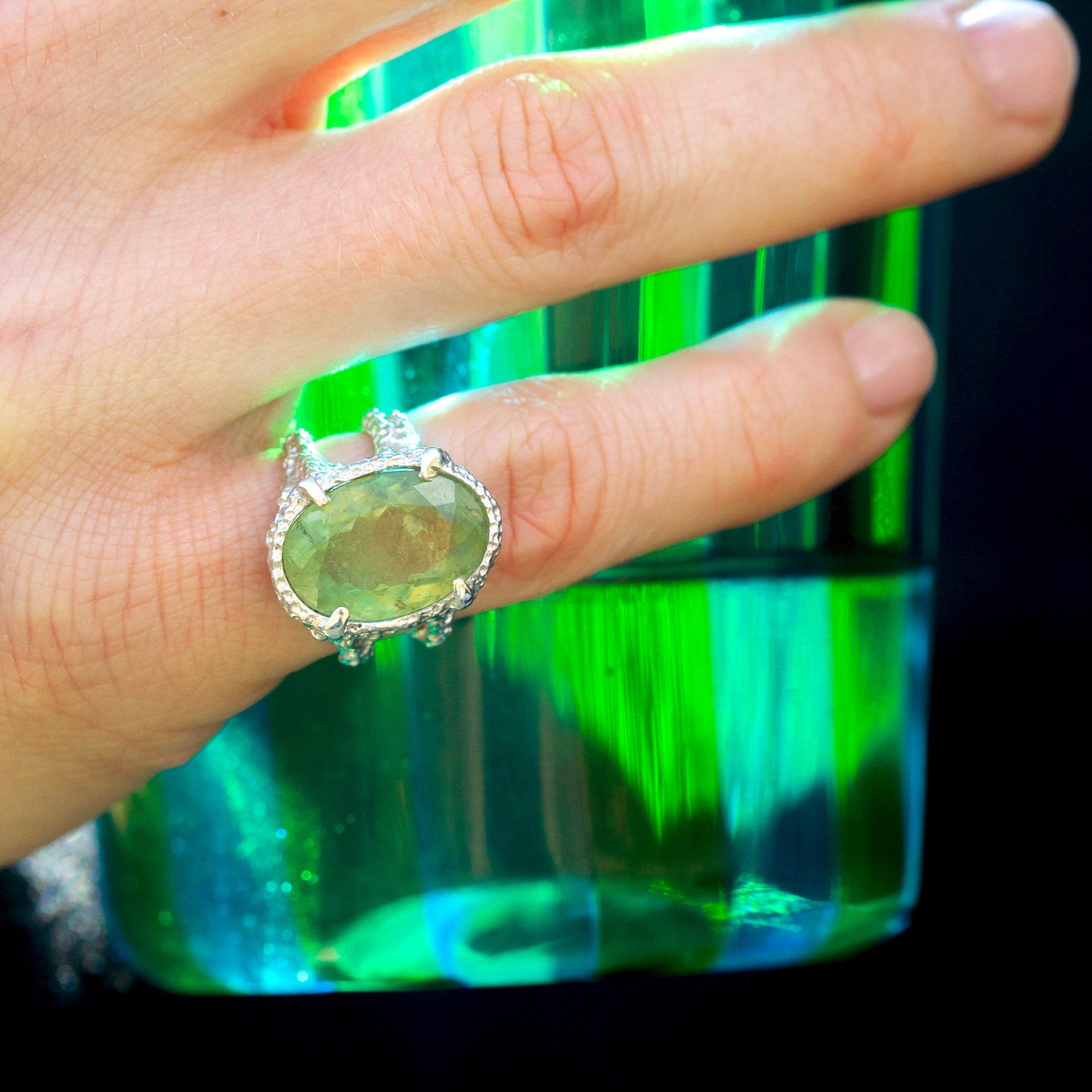 Gaia Beryl Unika Ring  (Str. 44) - Sterling Sølv
