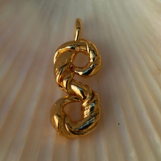 'S' Unika Bogstavsvedhæng - Forgyldt