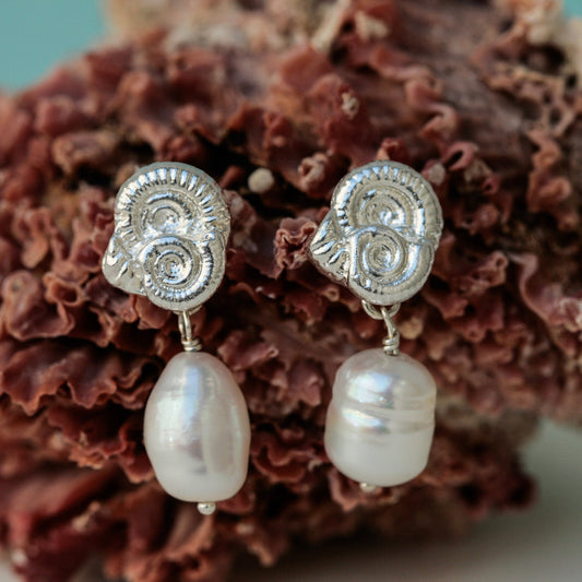 Ammonite Pearl Lovers Earrings