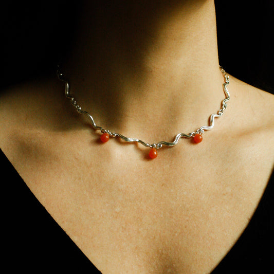 Swirl Sunstone Chain - Sterling Sølv