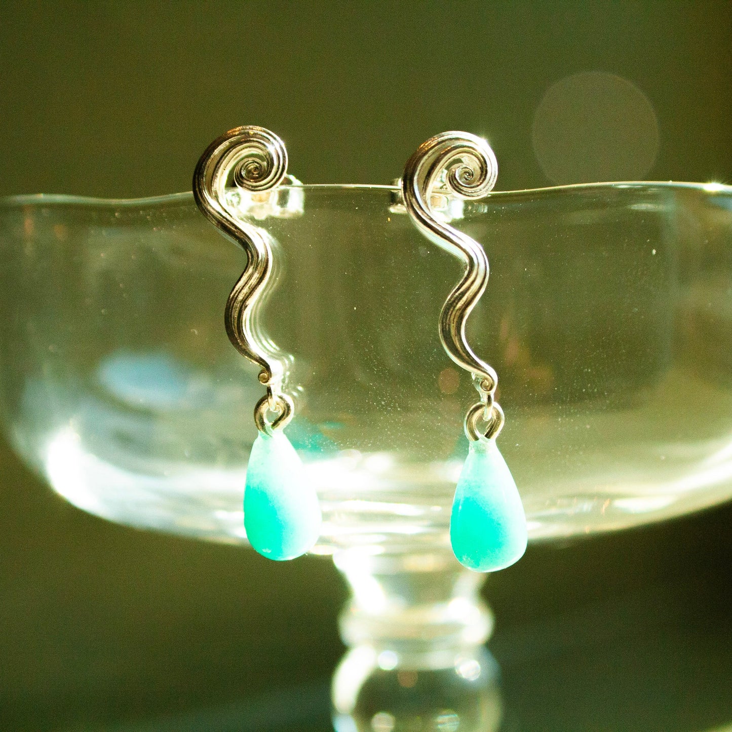 Swirl Pearl Amazonit Øreringe - Sterling Sølv