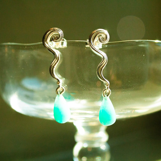 Swirl Pearl Amazonit Øreringe - Sterling Sølv