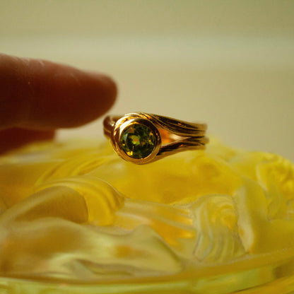 Rope Peridot Unika Ring (Str. 54) - Forgyldt