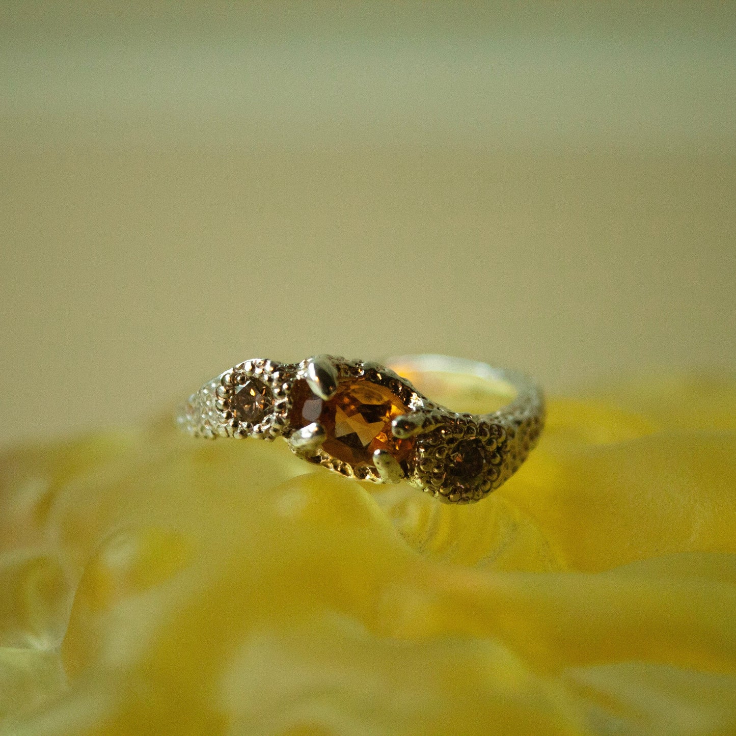 Hera Citrin Champagne Unika Ring (Str. 52) - Sterling Sølv