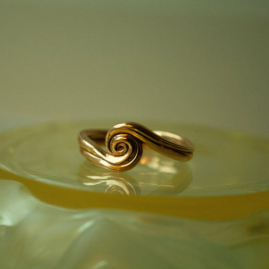 Swirl Wave Unika Ring (Str. 59) - Forgyldt
