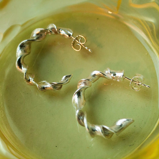 Twisted Unika Creols - Sterling Sølv